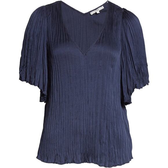 Vince Flutter Sleeve Crushed Satin Top Size Small - Picture 4 of 6